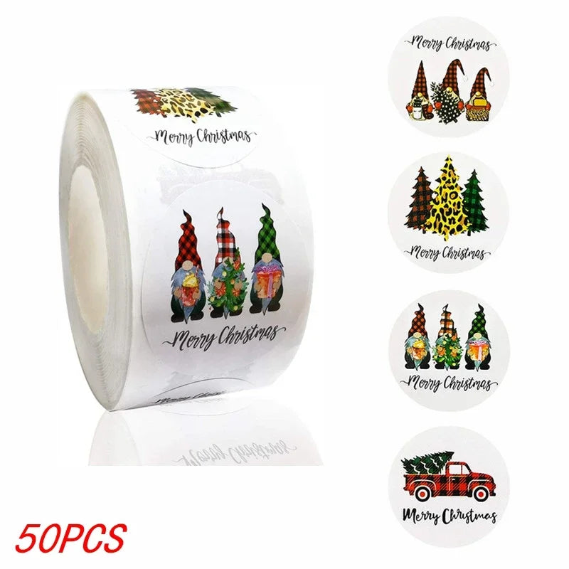 Merry Christmas Stickers Self-adhesive Christmas Tree Santa Claus Seal Labels Holiday Stickers For Gift Sealing Christmas Decor