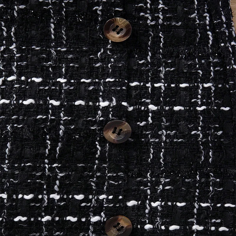 Two Piece Set Of Cute Button Decoration For Autumn And Winter Girls Fluffy Long Sleeved Round Neck Skirt Princess Party Dress