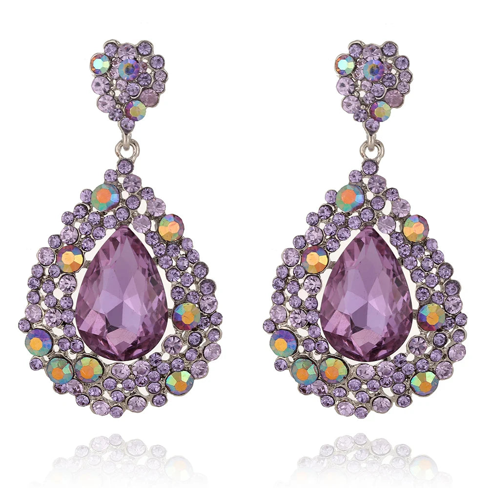 Jewelry Fashion Crystal Big Water Drop Earrings for Women Prom Party Dress Accessory Statement Wedding Earrings