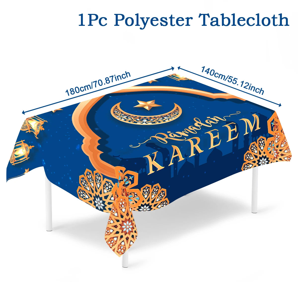 Eid Mubarak Star Moon Tablecloth Ramadan Kareem Decor for Home Islamic Muslim Party Eid Al Adha Supplies Castle Table Cover