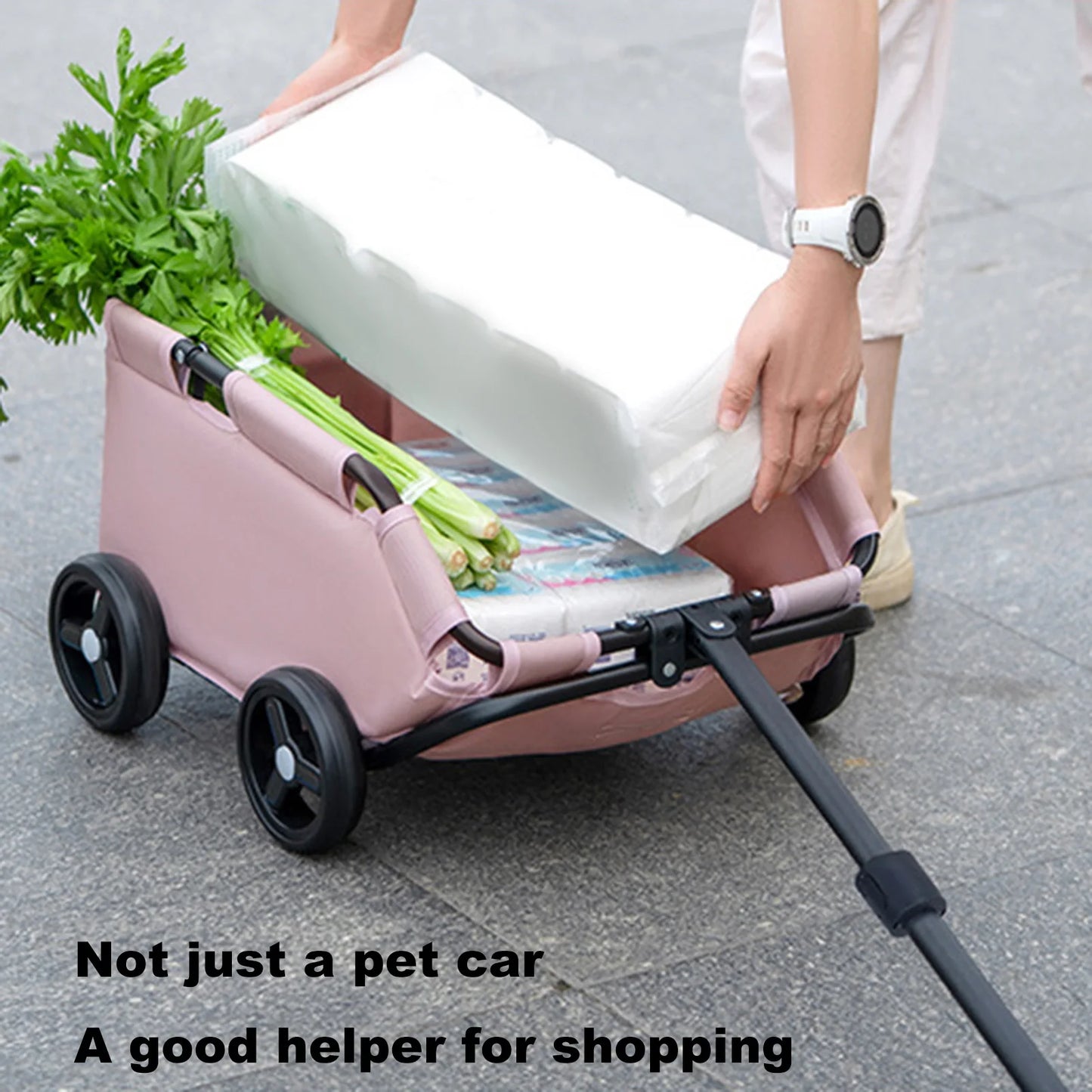 Pet Stroller Dog Cart 4 Wheels Folding Small Dogs Cats Stroller Pet Strolling Cart for Travelling Shopping Walking Playing
