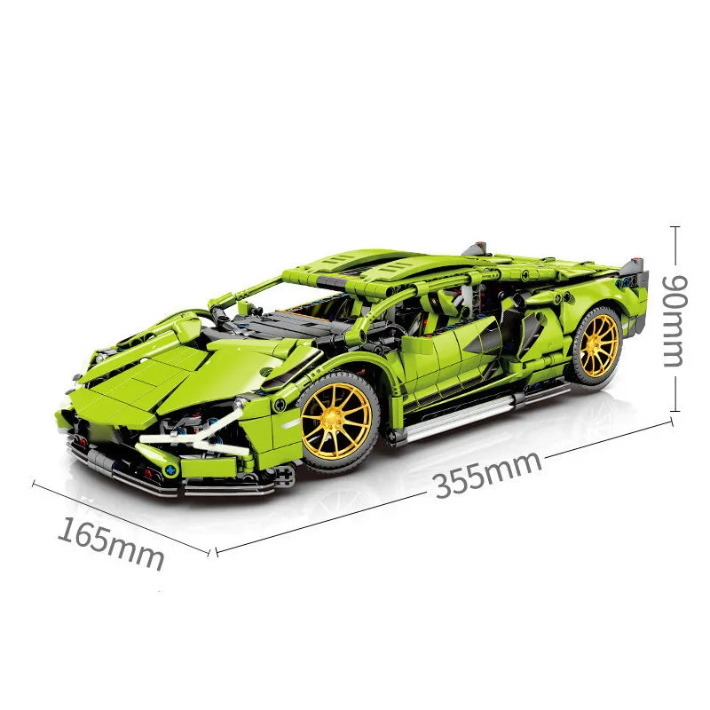 1280PCS Technical 1:14 Green Lambo Sian Racing Sports Car Building Blocks Assemble Bricks Vehicle Toys Christmas Gifts For Boys