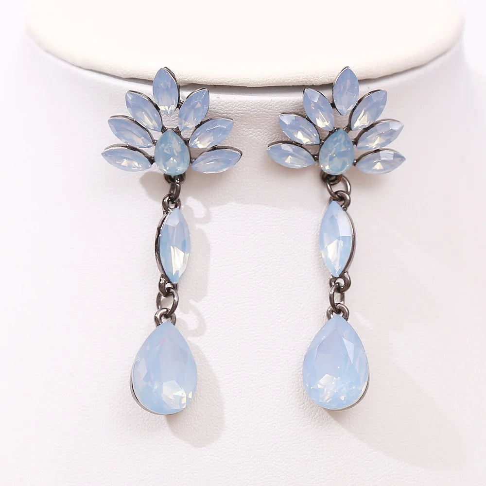 Vintage Black Metal Green Red Crystal Opal Tiara For Women Wedding Party Dress Elegant Queen Bridal Bride Crown