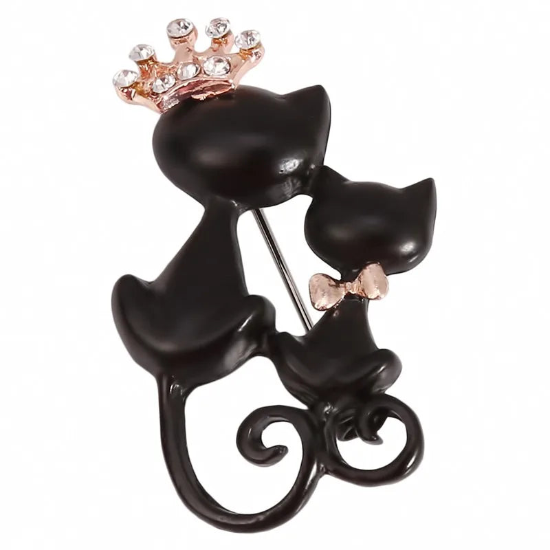 Cute Cat Brooch  Butterfly Rhinestone Women Alloy Animal Pins Crystal Corsage Lapel Pin Collar Button Party Dress Accessories