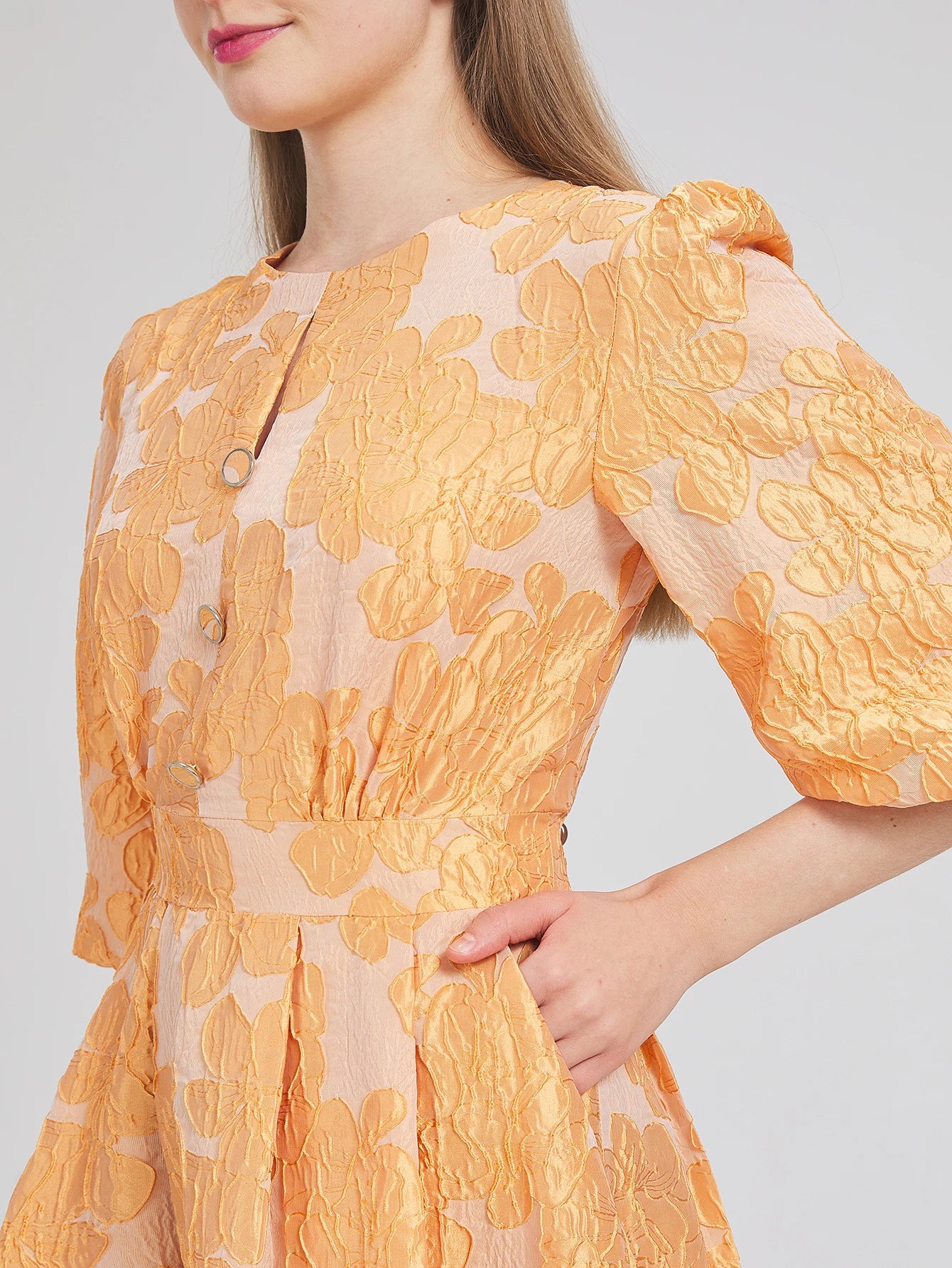 New Women Embroidery Jacquard Party Dress Organza Princess Dress Spring Summer Puff Sleeve Casual Dress Vestidos