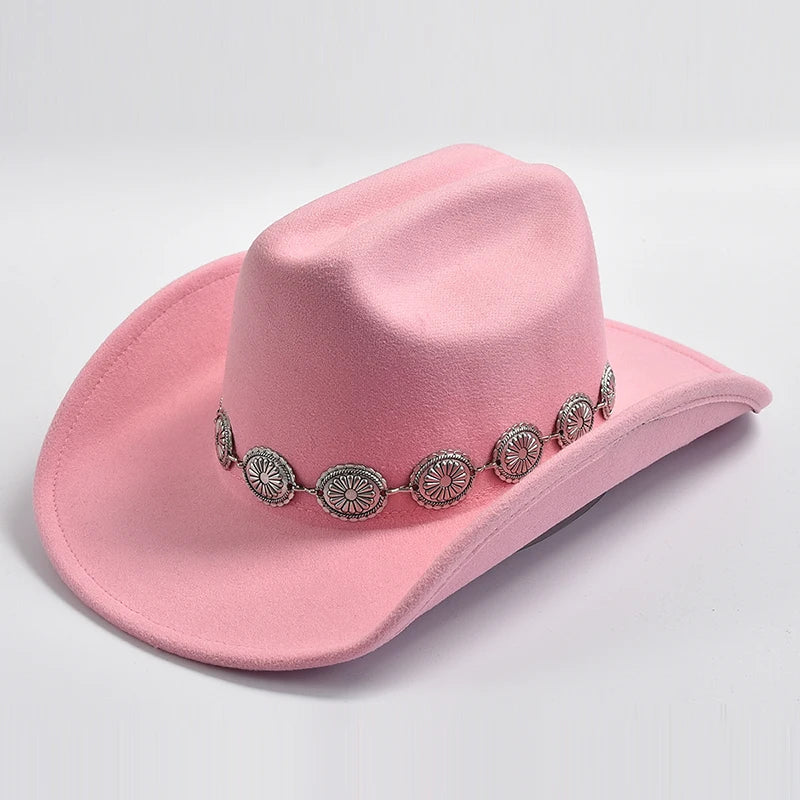 New Western Cowboy Hat for Women's Photo Props Cowgirl Jazz Hats Party Dress Cap Sombrero Hombre