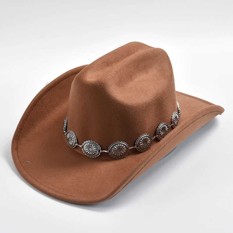 New Western Cowboy Hat for Women's Photo Props Cowgirl Jazz Hats Party Dress Cap Sombrero Hombre