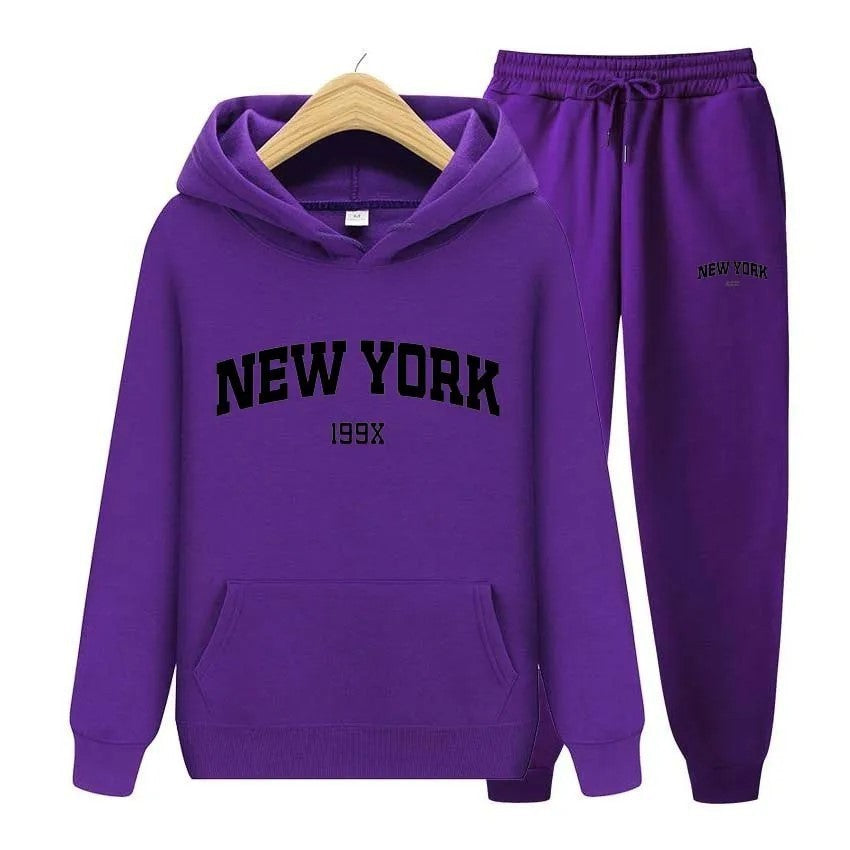 Women's Pullover Sweatpants Suit Couple Hoodie Sportswear